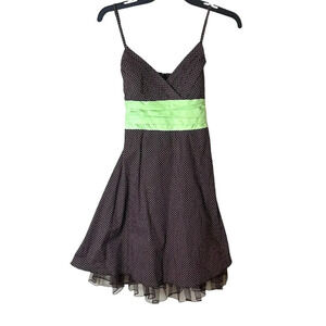 VINTAGE Speechless Party Dress Brown Polka Dots with Sash Tulle   - size small